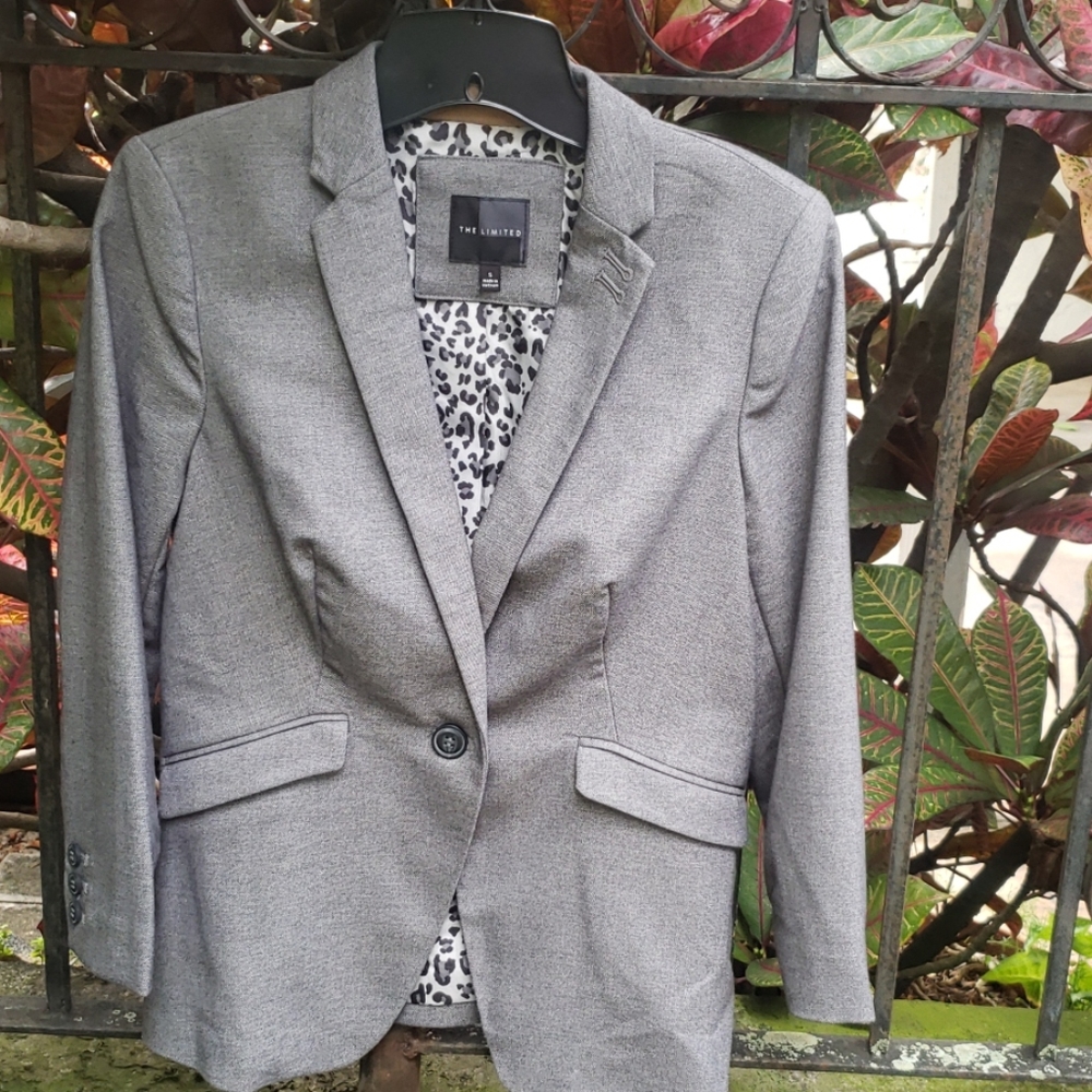 Small Grey The Limited Blazer w animal print liner